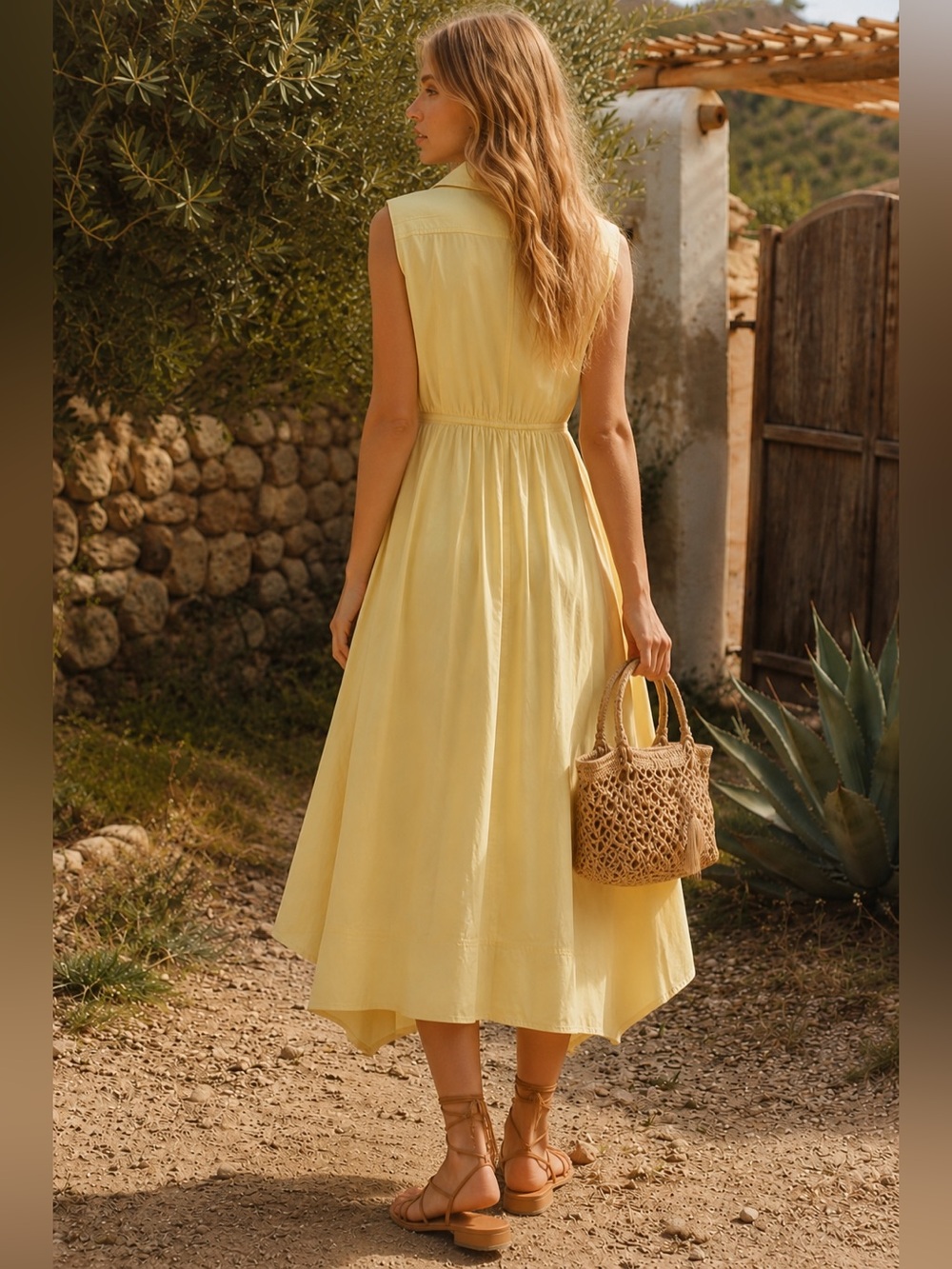 Pilcro Reworked Wrap Midi Dress by Anthropologie – Soft Yellow Wrap Shirt Dress - Picture 3 of 13